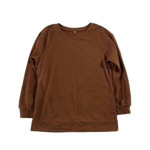 Womens Sweatshirt Size M Mocha Brown Crewneck Raglan Sleeve Pullover
